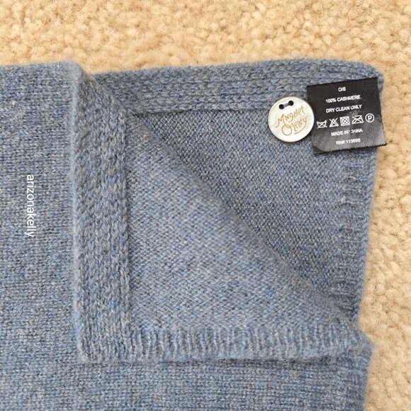 NWOT Margaret O'Leary Cashmere Scarf Greyish Blue - Picture 3 of 13